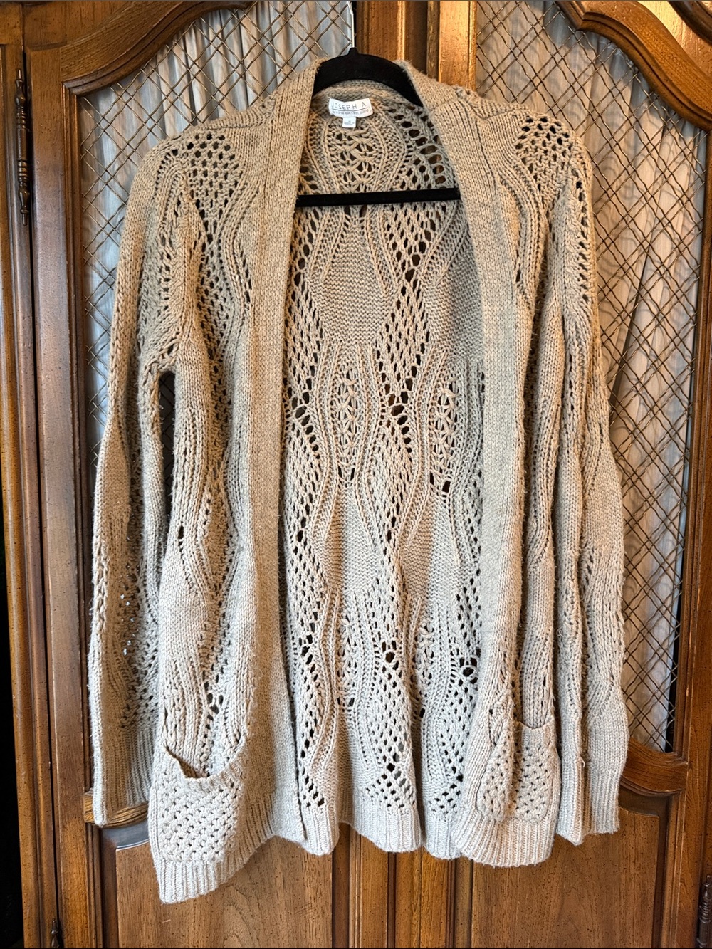 Joseph A Open-Knit Taupe Cardigan SIZE SMALL